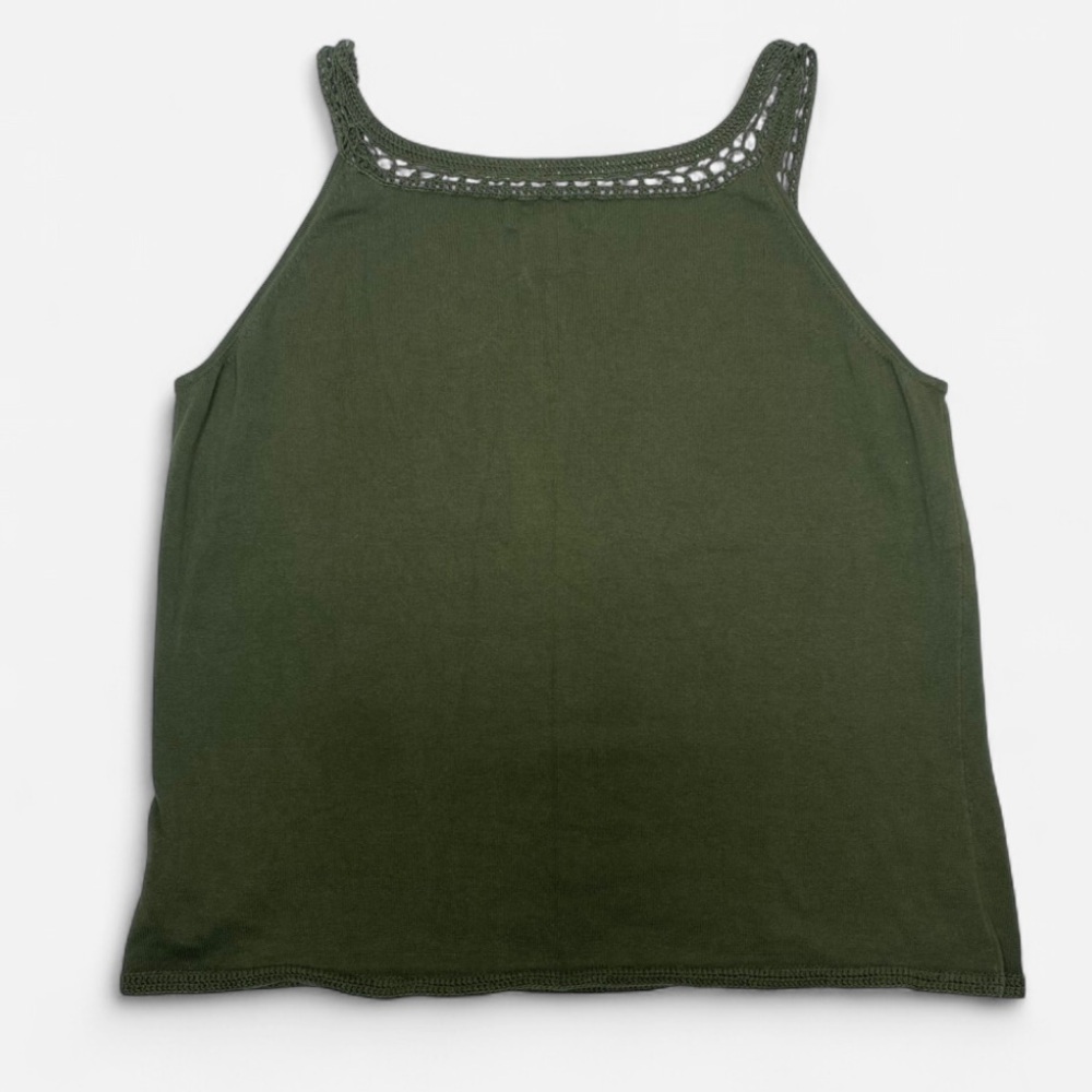 Eddie Bauer Women's Crochet-Trim Tank Top Olive Green Size XL - Picture 2 of 6